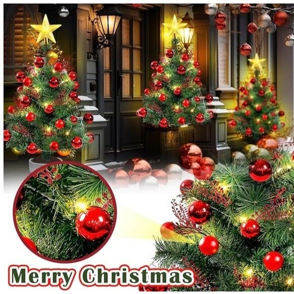 4 Pack 30” Christmas Tree Planter Holliday Insert USB Pre Lit Artificial NEW R5 - Picture 4 of 7